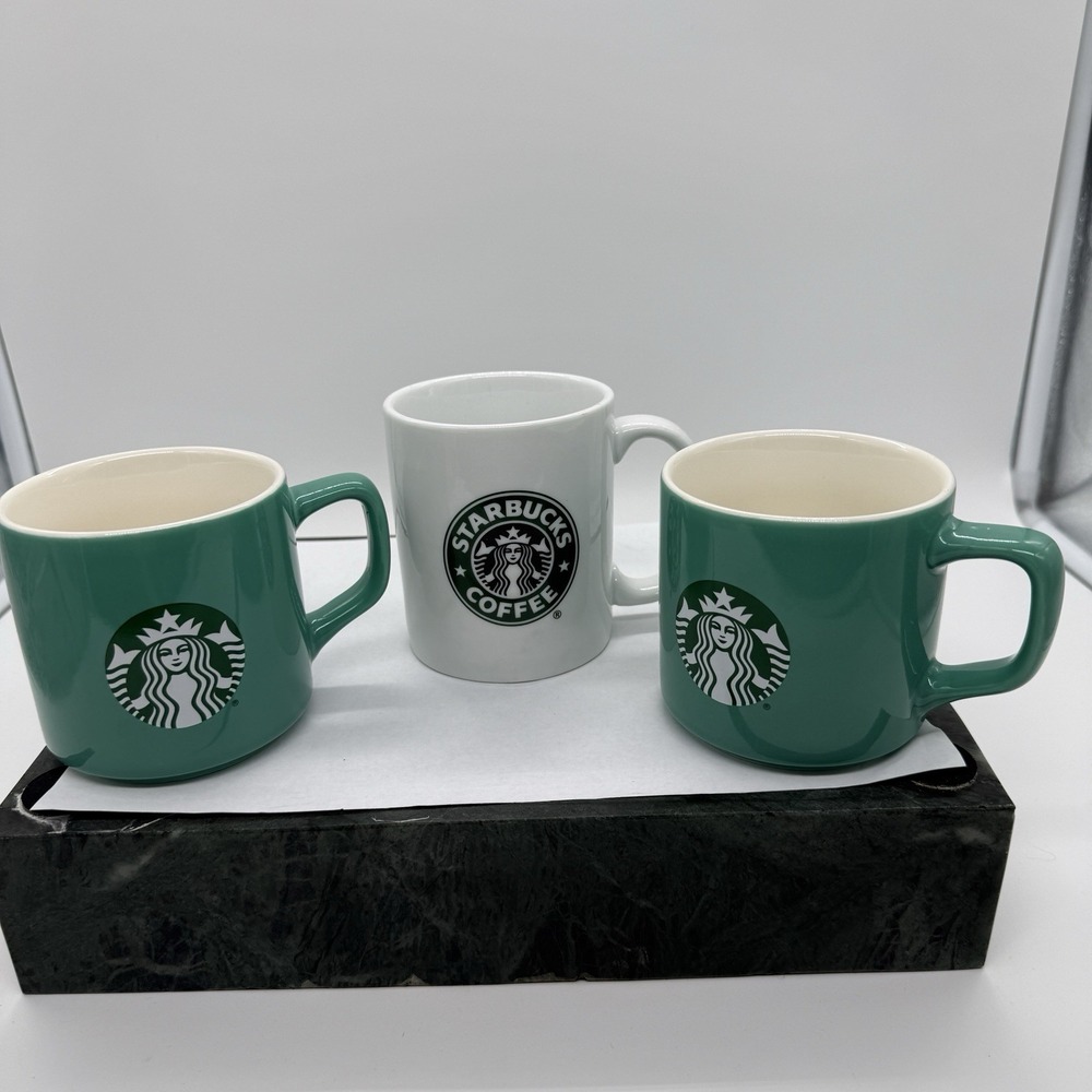 Starbucks Coffee Mug Lot 3 Siren Logo 2006 2021 Green White 11oz Collector